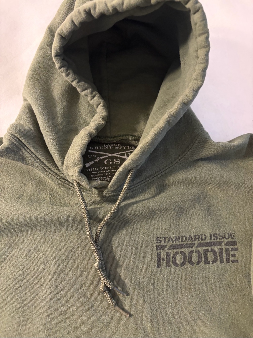 Grunt Style Olive Green Pullover with Chest Rifle Logo